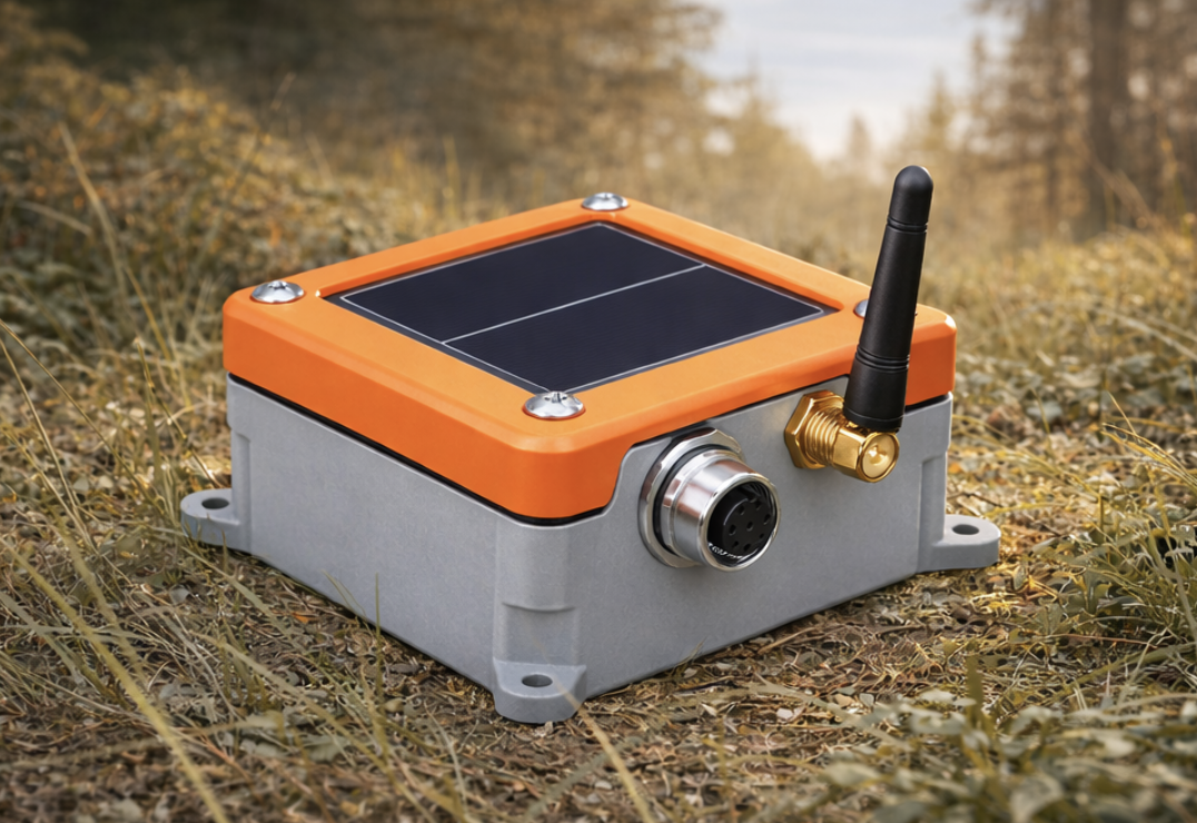Geode remote tracking device deployed beside a pipeline right of way